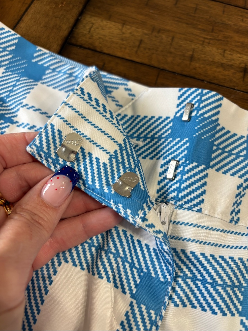 adidas Blue and White Plaid Women’s Bermuda Shorts - Picture 2 of 9